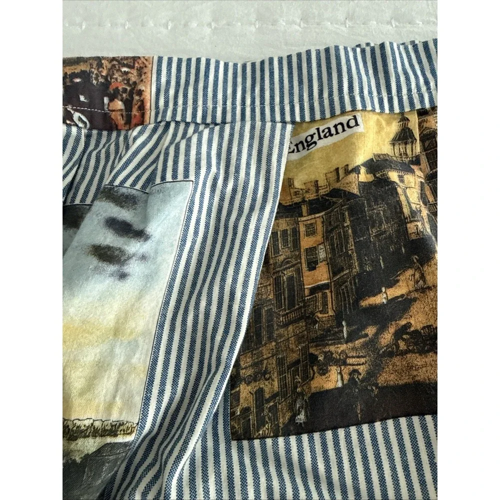 Women's Handmade Waist Apron Vintage City Ticking Print Long